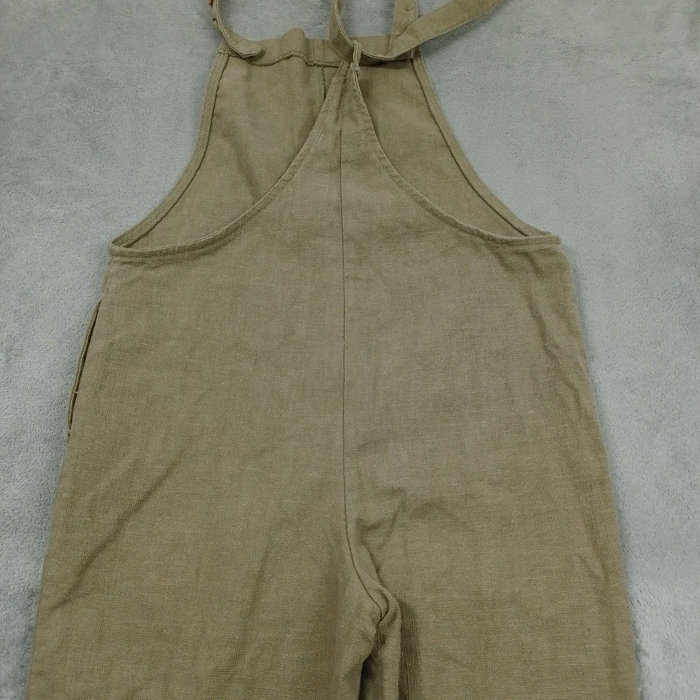 Miou Muse Overalls Womens Small Brown Linen‎ Blend Jumpsuit Pockets Adjustable - Picture 7 of 9